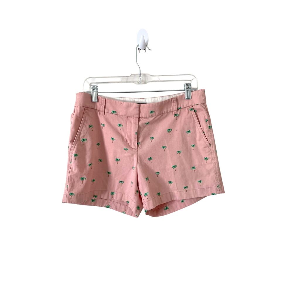 J. Crew Tropical Palm Tree Chino Shorts Pink Green Size 6